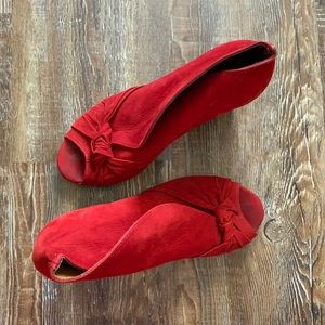 Red Handmade Block Heels
